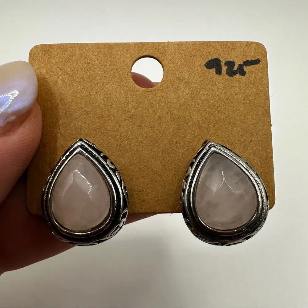 Sterling silver‎ and faceted pear shaped rose quartz stud earrings!